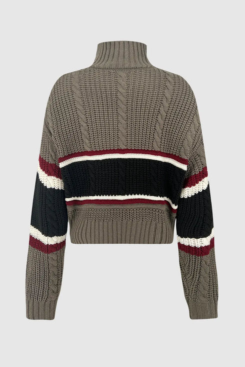 'Zephyr' Knit Striped Turtleneck Sweater - Celes Fashion